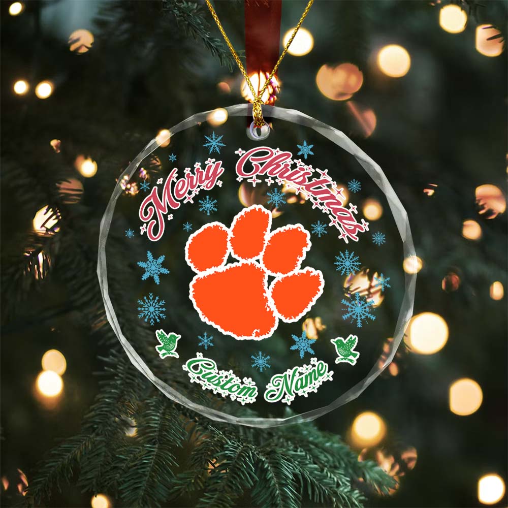 Sportswearmerch Clemson Tigers NCAA x Christmas Glass Ornament Gift For Fans