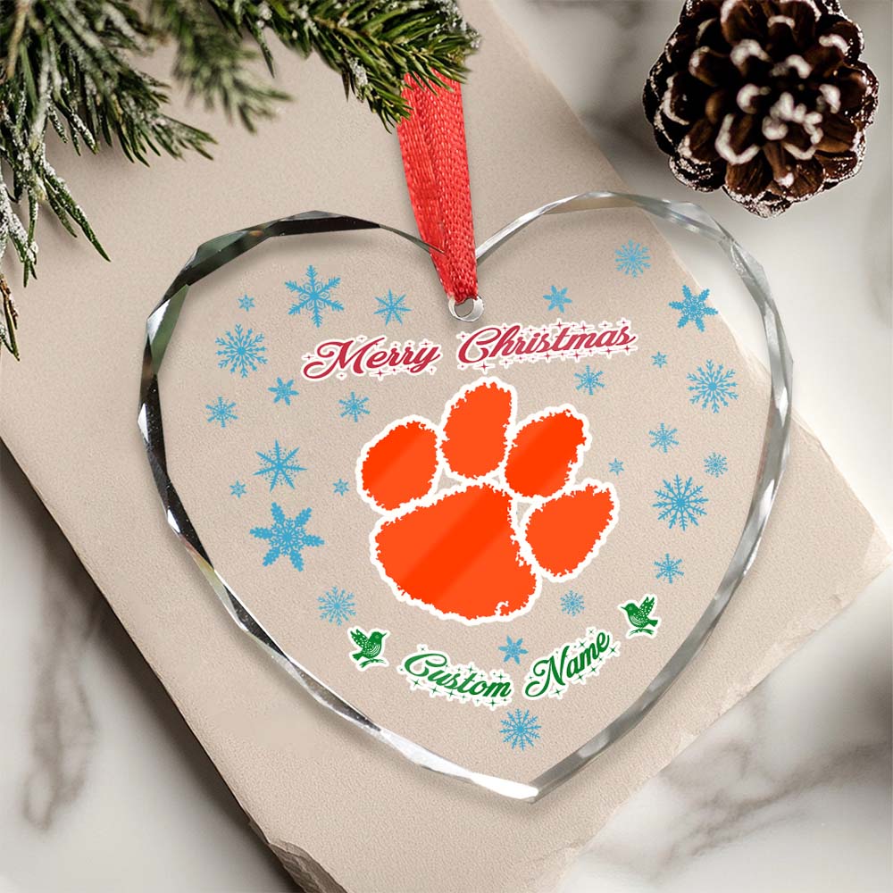 Sportswearmerch Clemson Tigers NCAA x Christmas Glass Ornament Gift For Fans