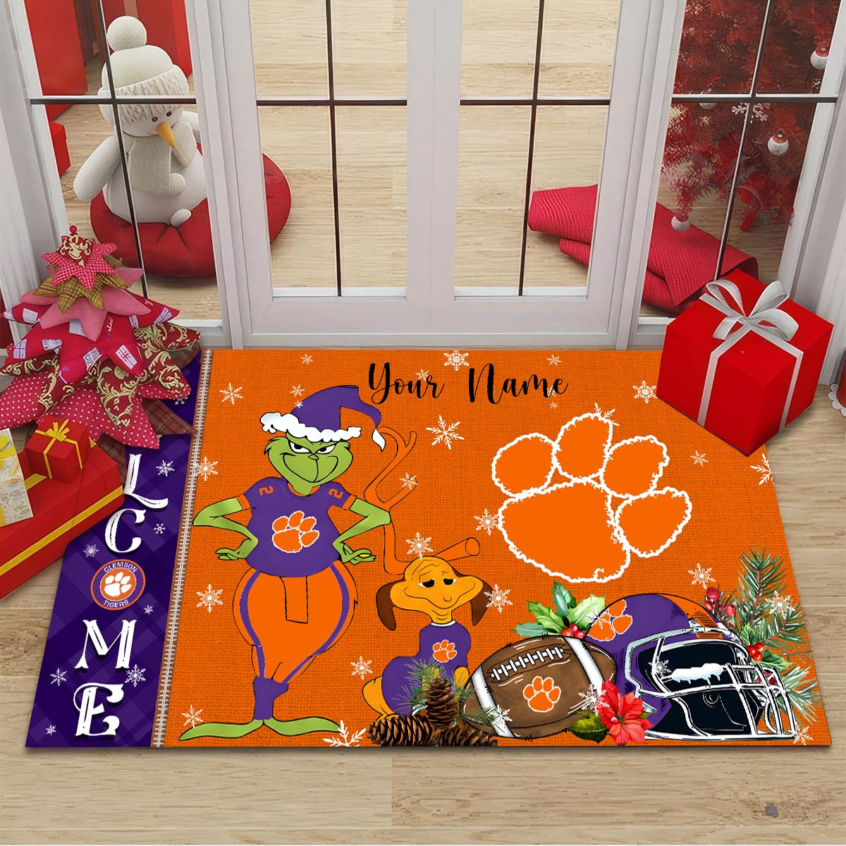 Sportswearmerch Clemson Tigers NCAA x Grinch Christmas Welcome Football Doormat For Fan