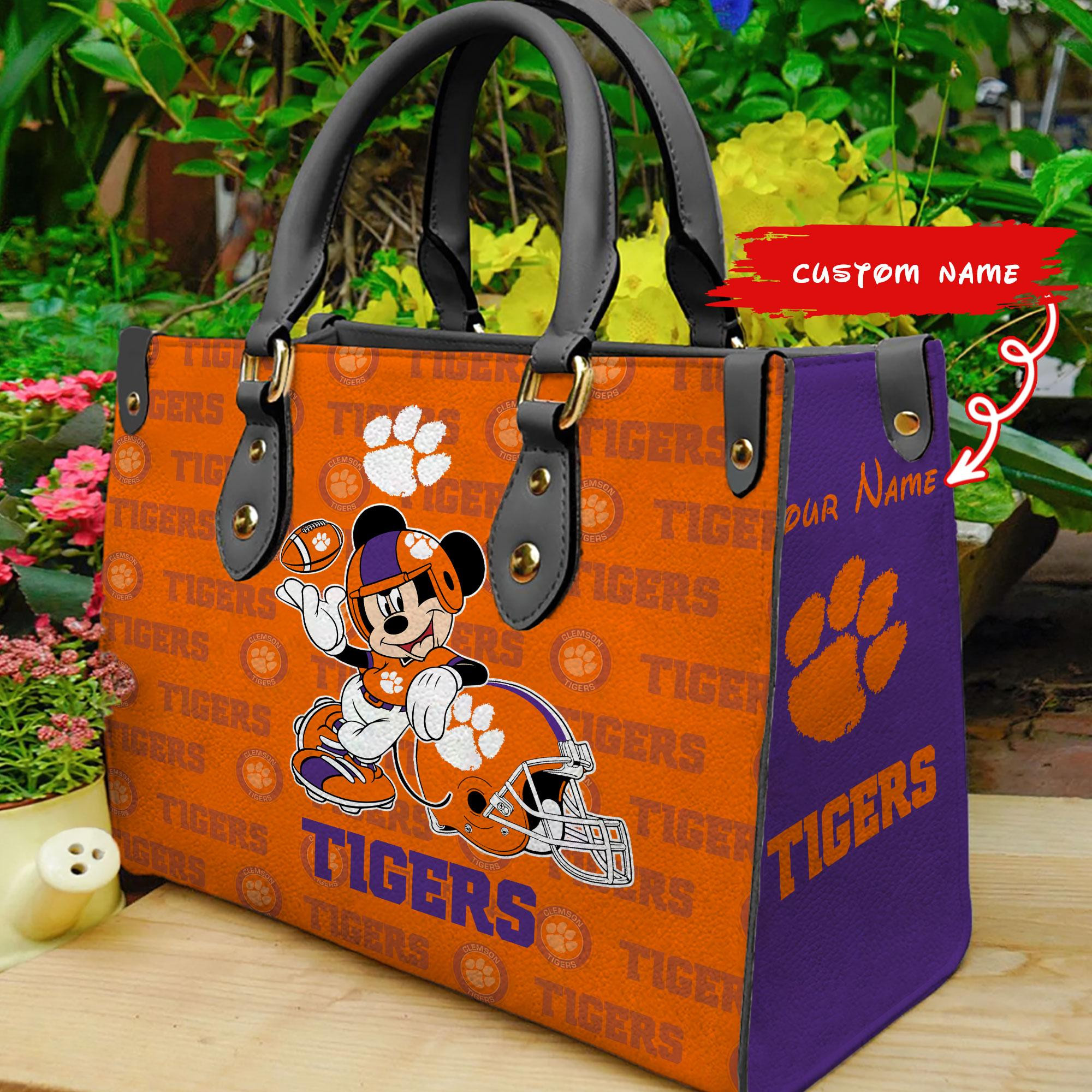 Sportswearmerch Clemson Tigers NCAA x Mickey Women Leather Handbag For Fan