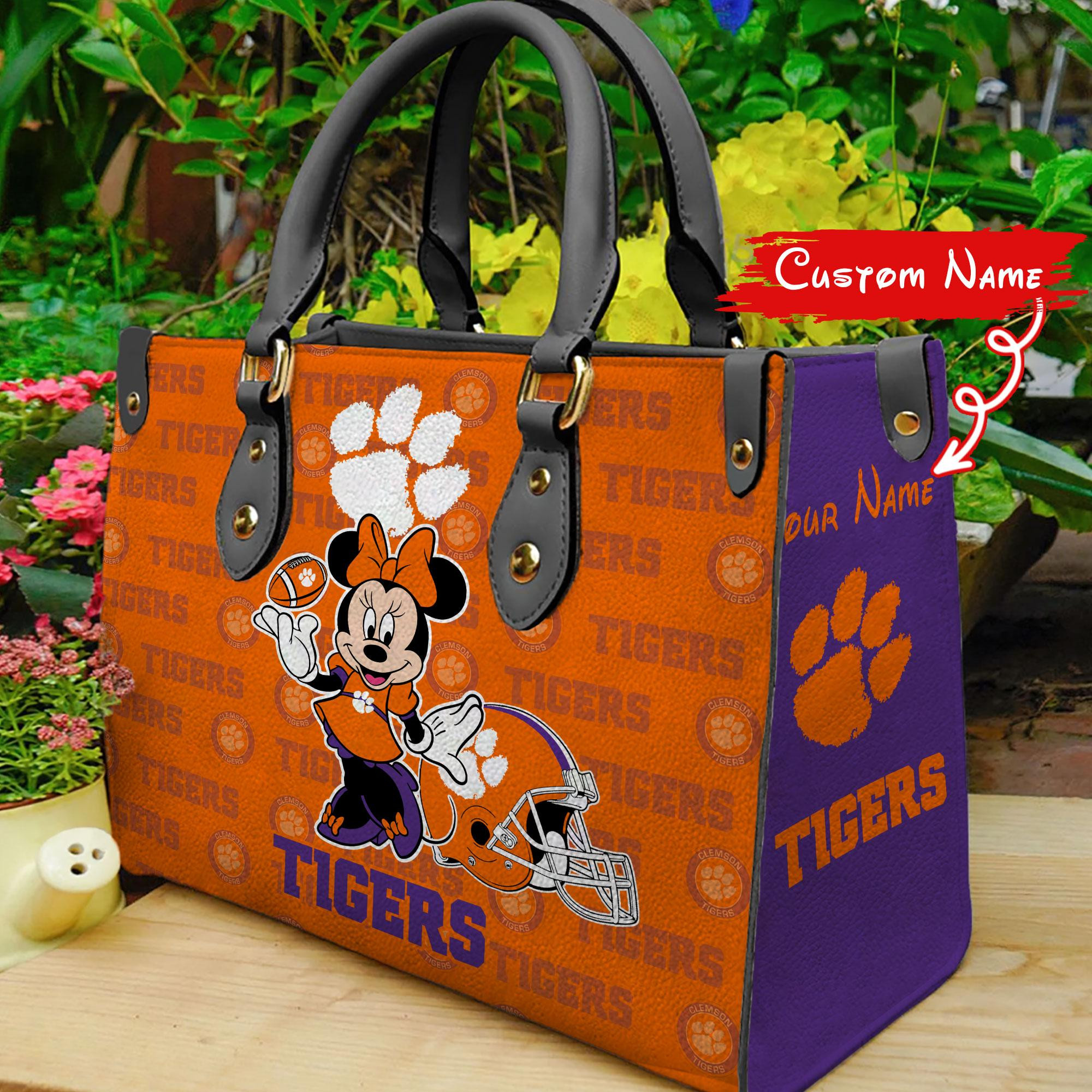 Sportswearmerch Clemson Tigers NCAA x Minnie Women Leather Handbag For Fan