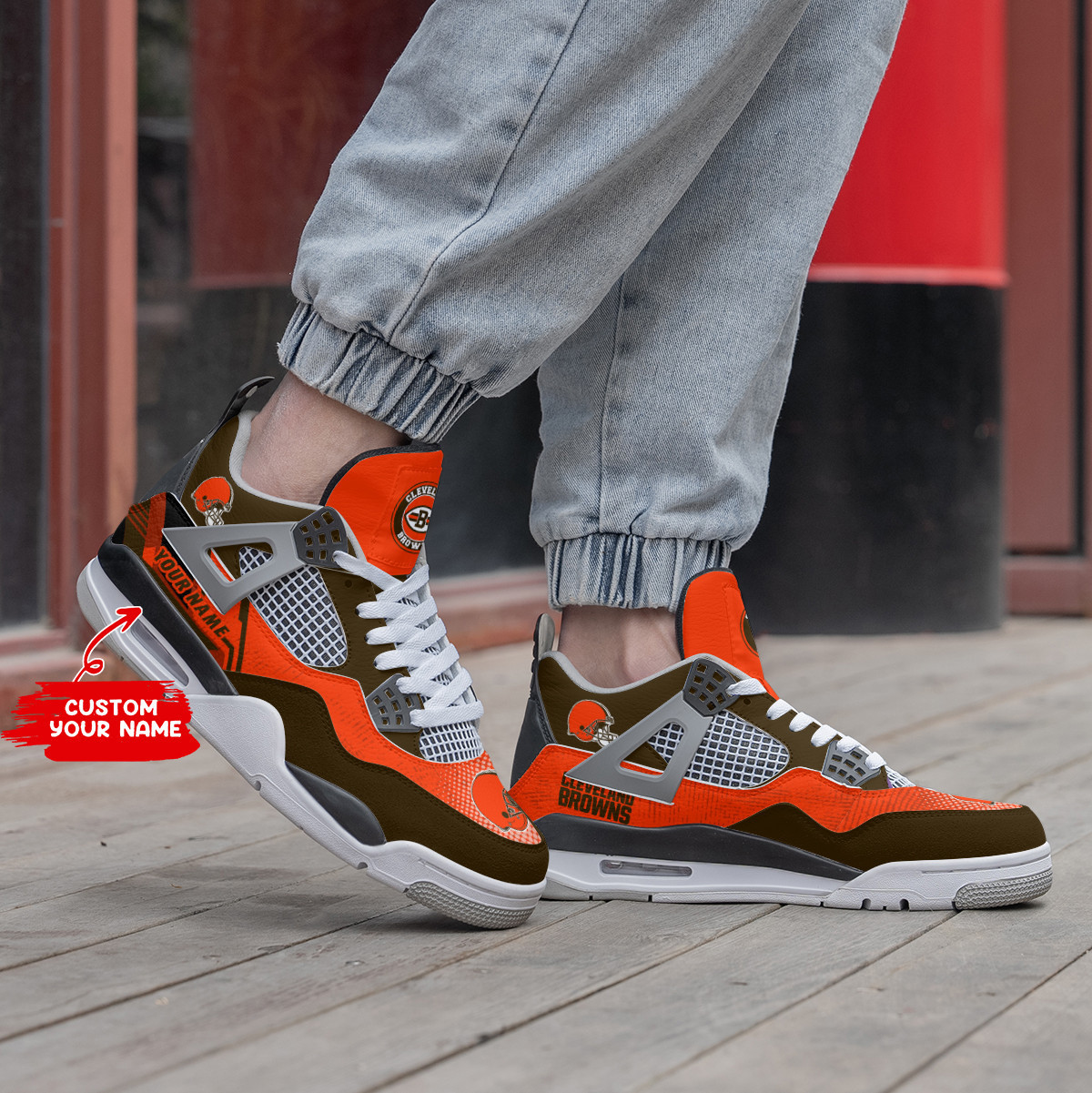 Sportswearmerch Cleveland Browns NFL Air Jordan 4 Sneaker AJ4 Sneakers Shoes For Men And Women
