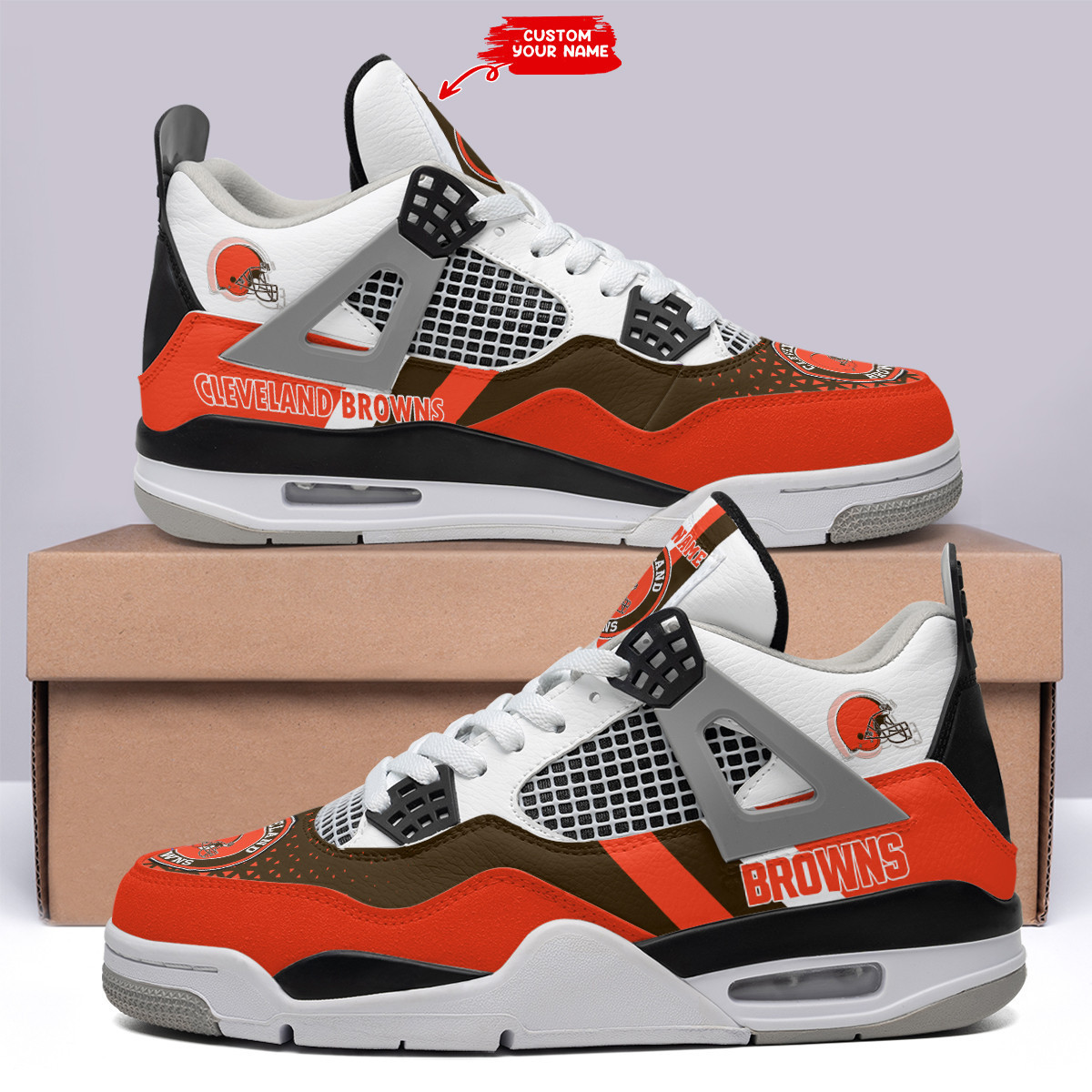 Sportswearmerch Cleveland Browns NFL Air Jordan 4 Sneaker AJ4 Sneakers Shoes For Men And Women