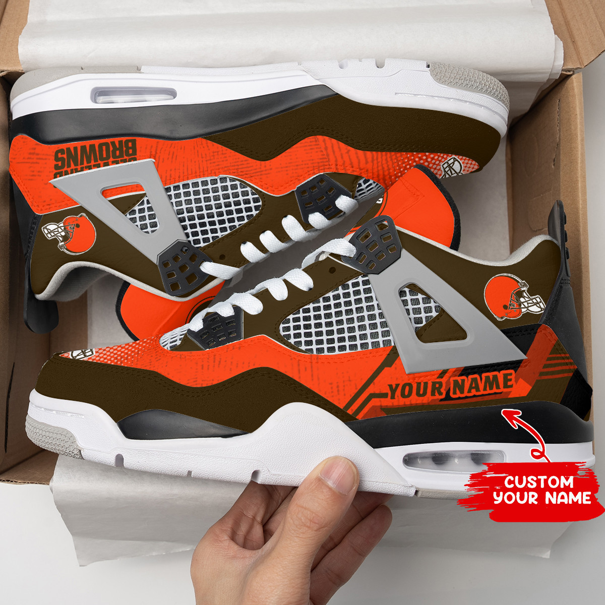 Sportswearmerch Cleveland Browns NFL Air Jordan 4 Sneaker AJ4 Sneakers Shoes For Men And Women