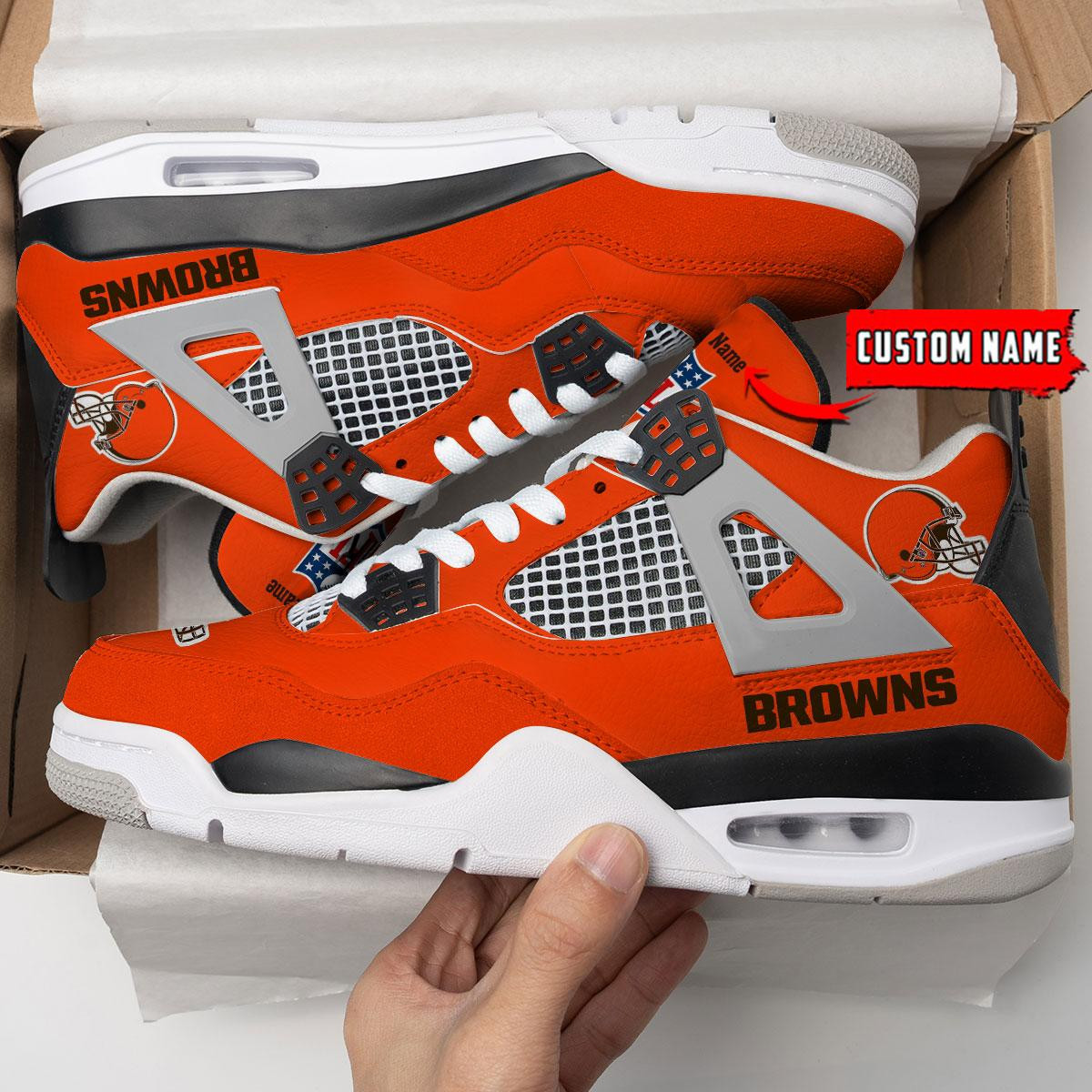 Sportswearmerch Cleveland Browns NFL  AJ4 Sneakers Shoes For Men And Women