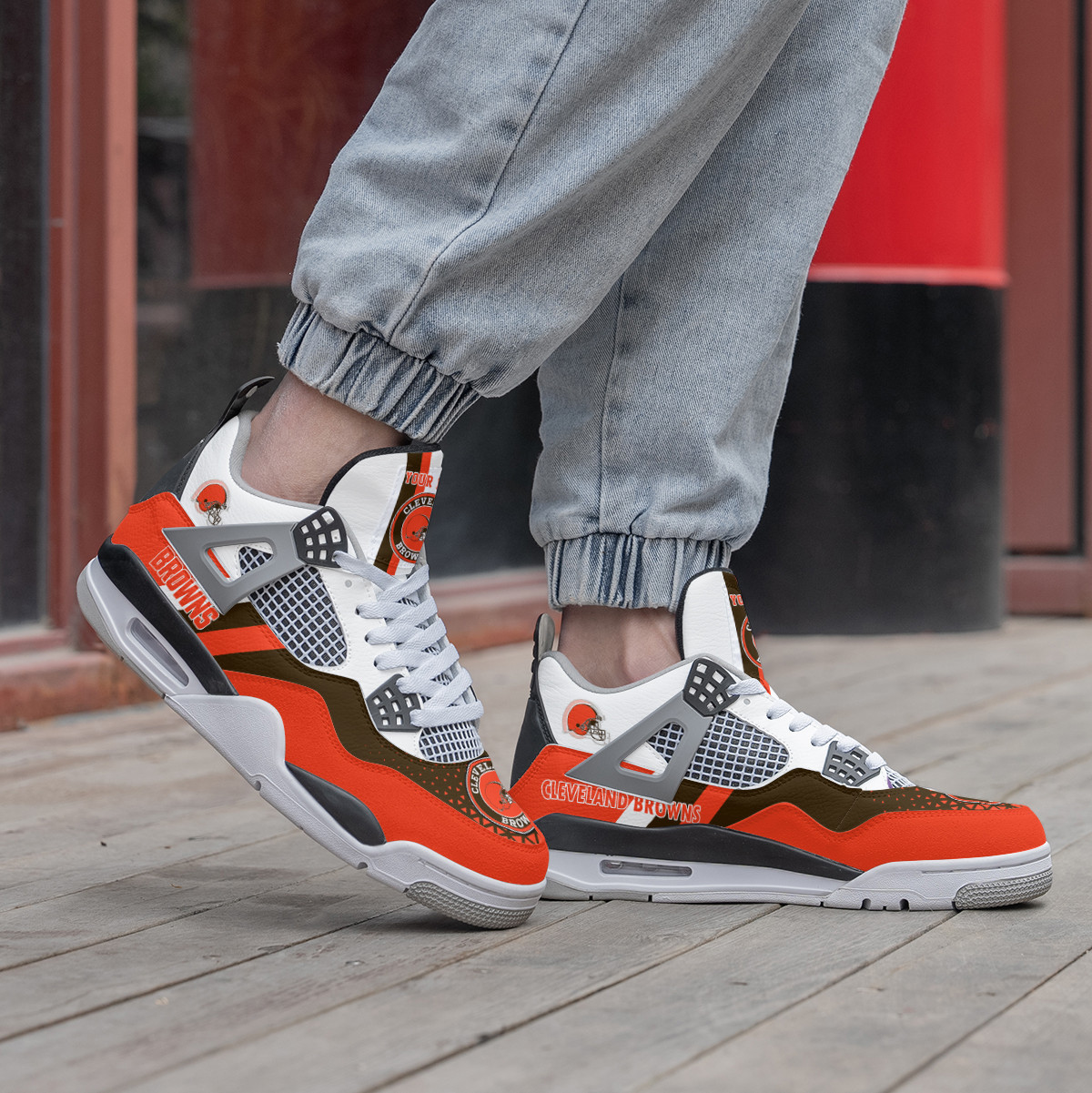 Sportswearmerch Cleveland Browns NFL Air Jordan 4 Sneaker AJ4 Sneakers Shoes For Men And Women