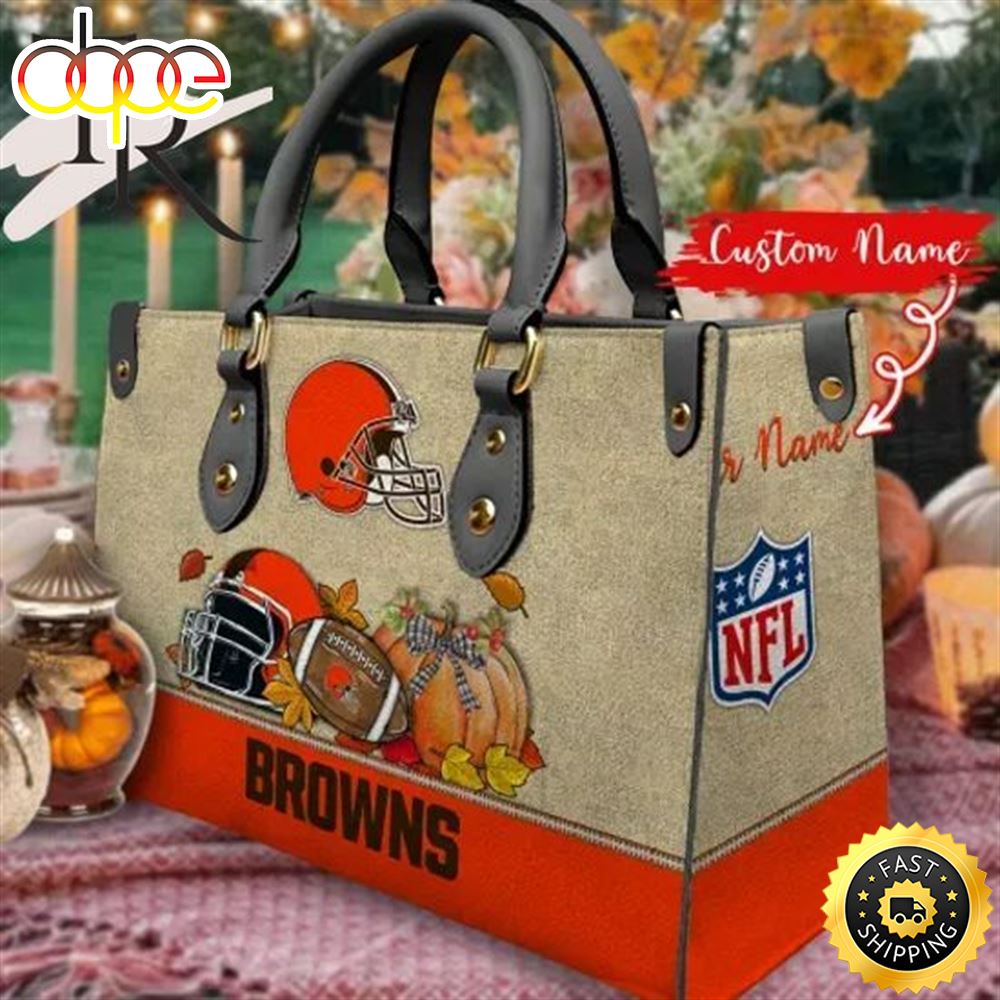 Sportswearmerch Cleveland Browns NFL Autumn Women Leather Hand Bag For Fan