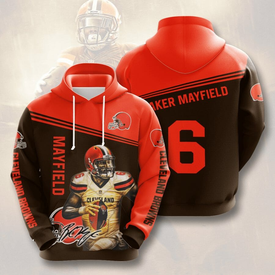 Sportswearmerch Cleveland Browns NFL Baker Mayfield Dark Brown Personalized Hoodie For Fan