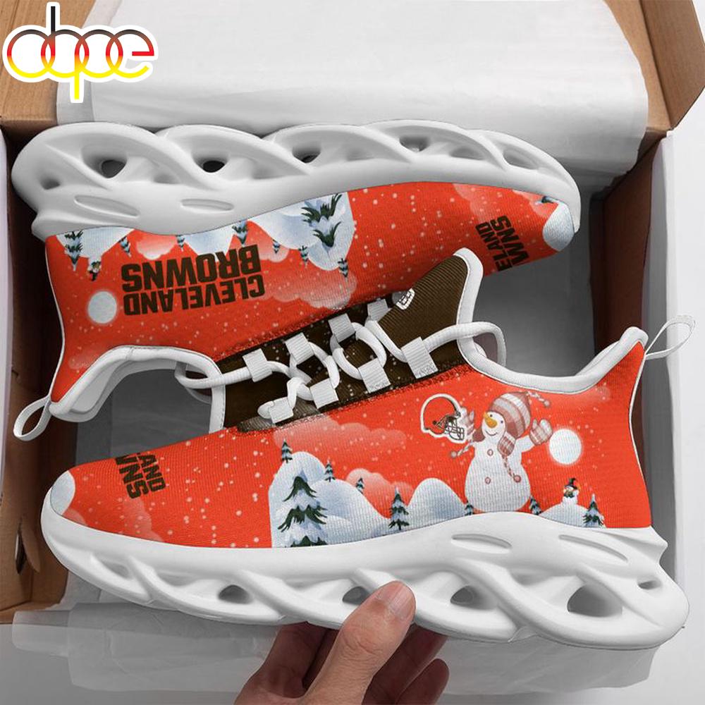 Sportswearmerch Cleveland Browns NFL Christmas Snowman Max Soul Shoes Sneakers For Men And Women