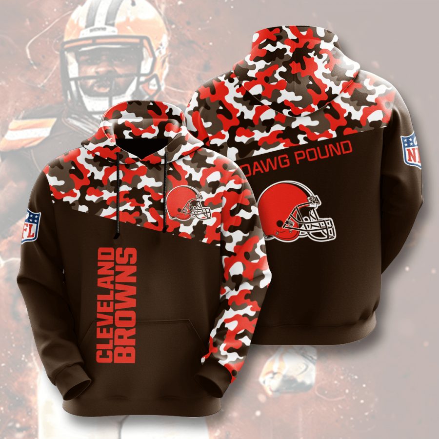 Sportswearmerch Cleveland Browns NFL Dark Brown Camo Personalized Hoodie For Fan