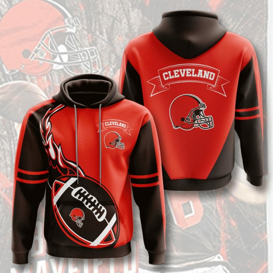 Sportswearmerch Cleveland Browns NFL Dark Brown Fire Personalized Hoodie For Fan