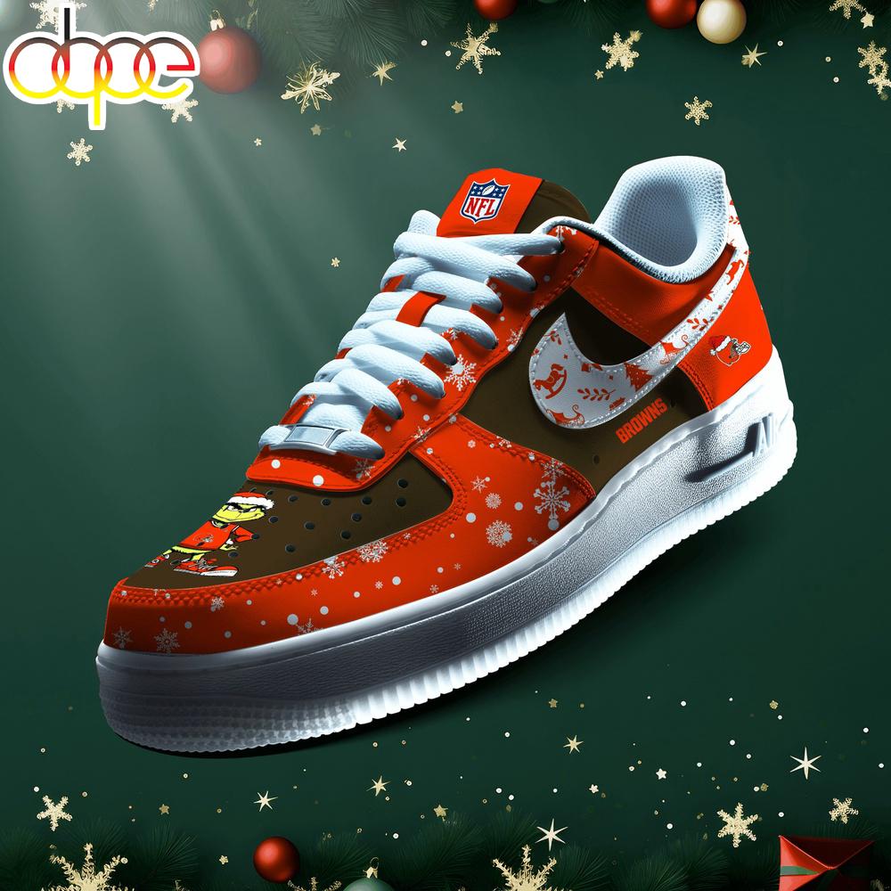 Sportswearmerch Cleveland Browns NFL Grinch Merry Christmas Air Low-Top Sneakers Shoes For Men And Women