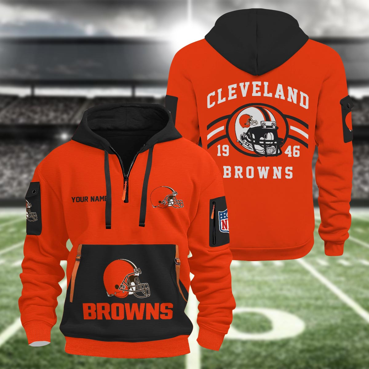 Sportswearmerch Cleveland Browns NFL Half Zip Hoodie For Fan