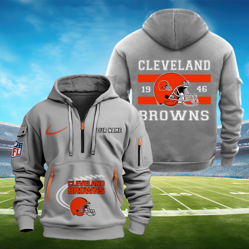 Sportswearmerch Cleveland Browns NFL Half Zip Hoodie Personalized For Fan