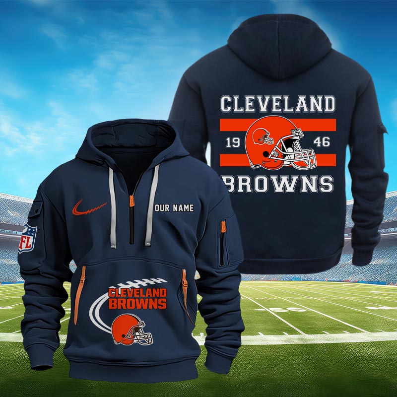 Sportswearmerch Cleveland Browns NFL Half Zip Hoodie Personalized For Fan