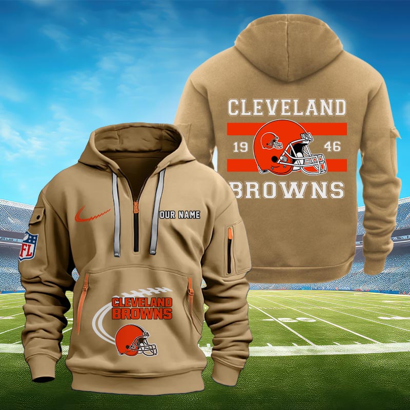 Sportswearmerch Cleveland Browns NFL Half Zip Hoodie Personalized For Fan