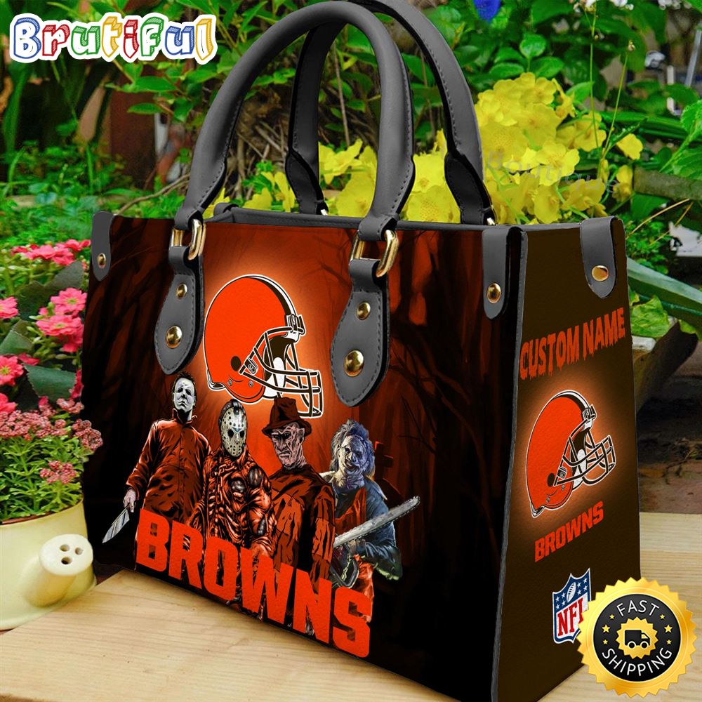 Sportswearmerch Cleveland Browns NFL Halloween Leather Handbag For Fan