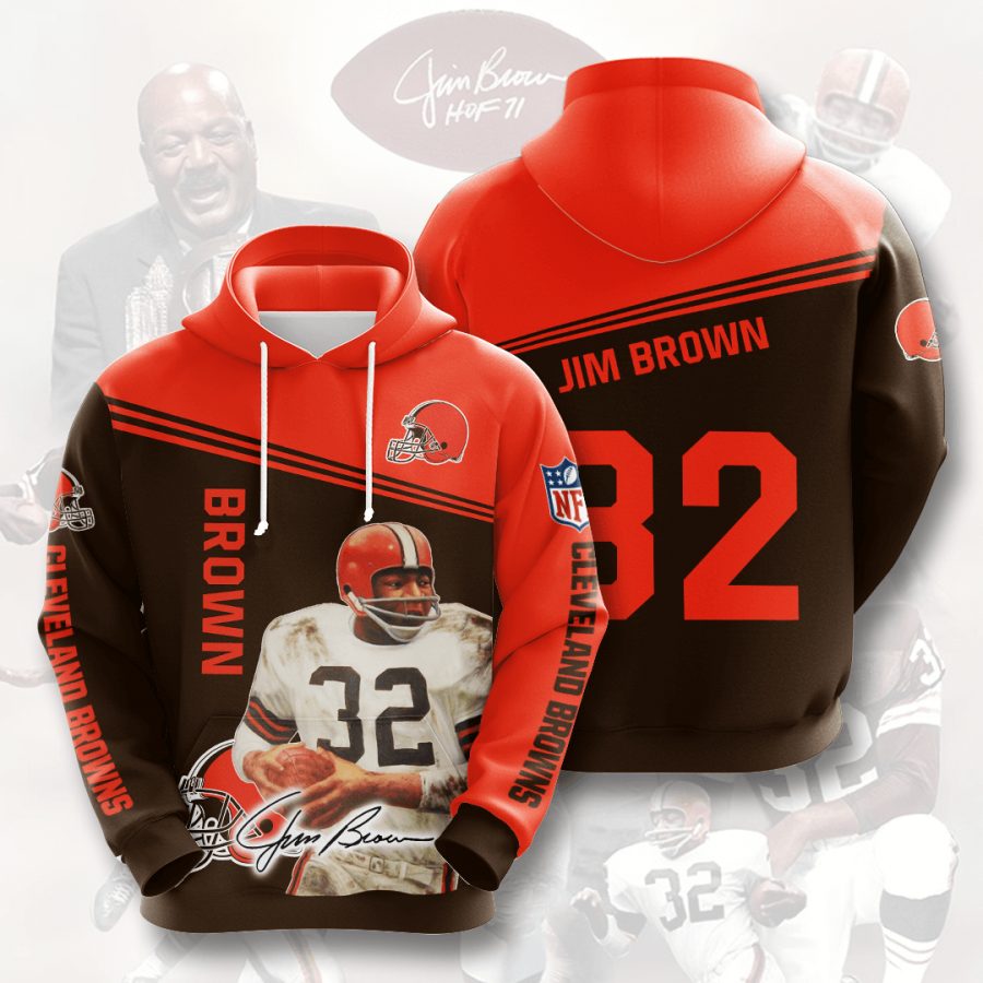 Sportswearmerch Cleveland Browns NFL Jim Brown Dark Brown Personalized Hoodie For Fan