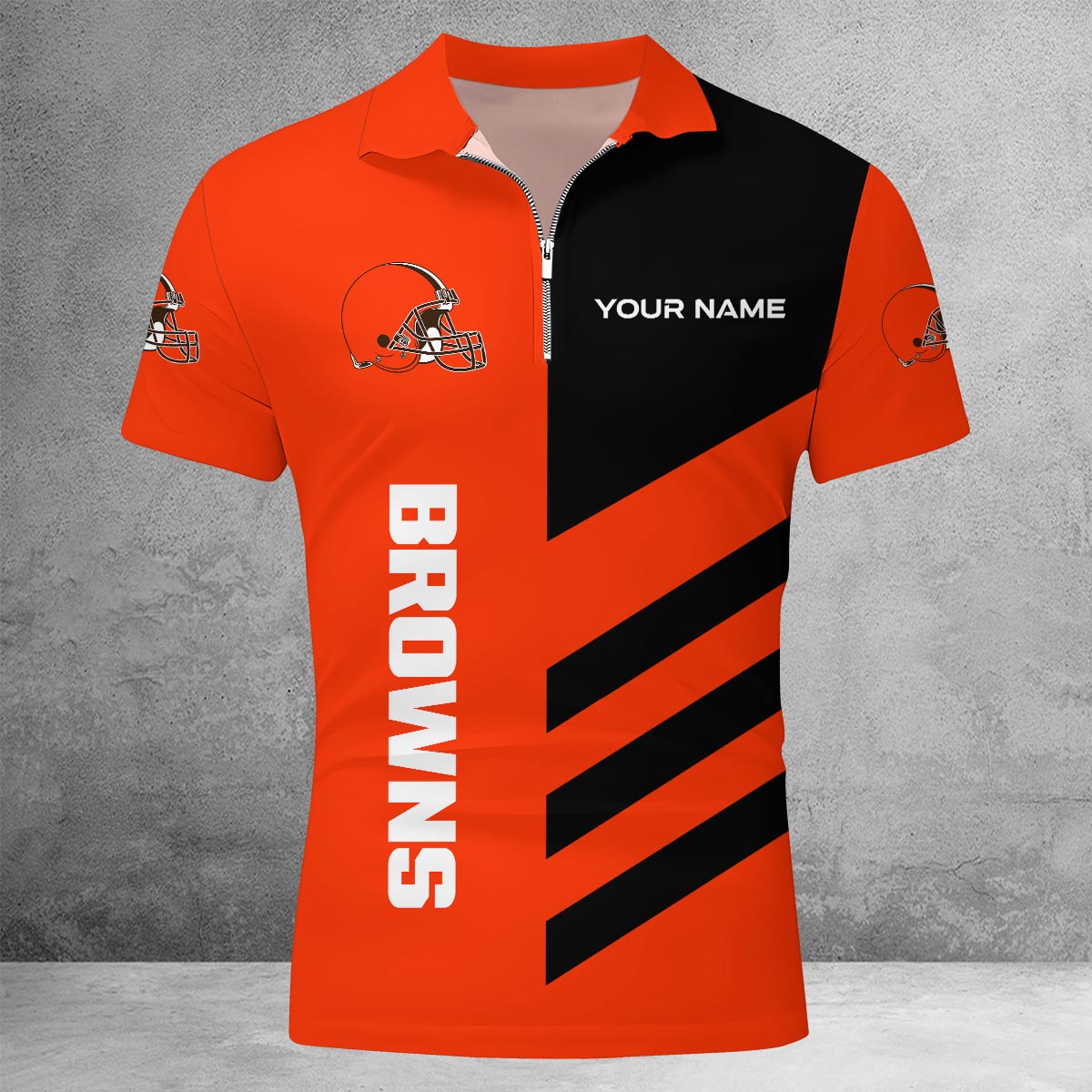 Sportswearmerch Cleveland Browns NFL Lapel Zip Polo Shirt For Fan