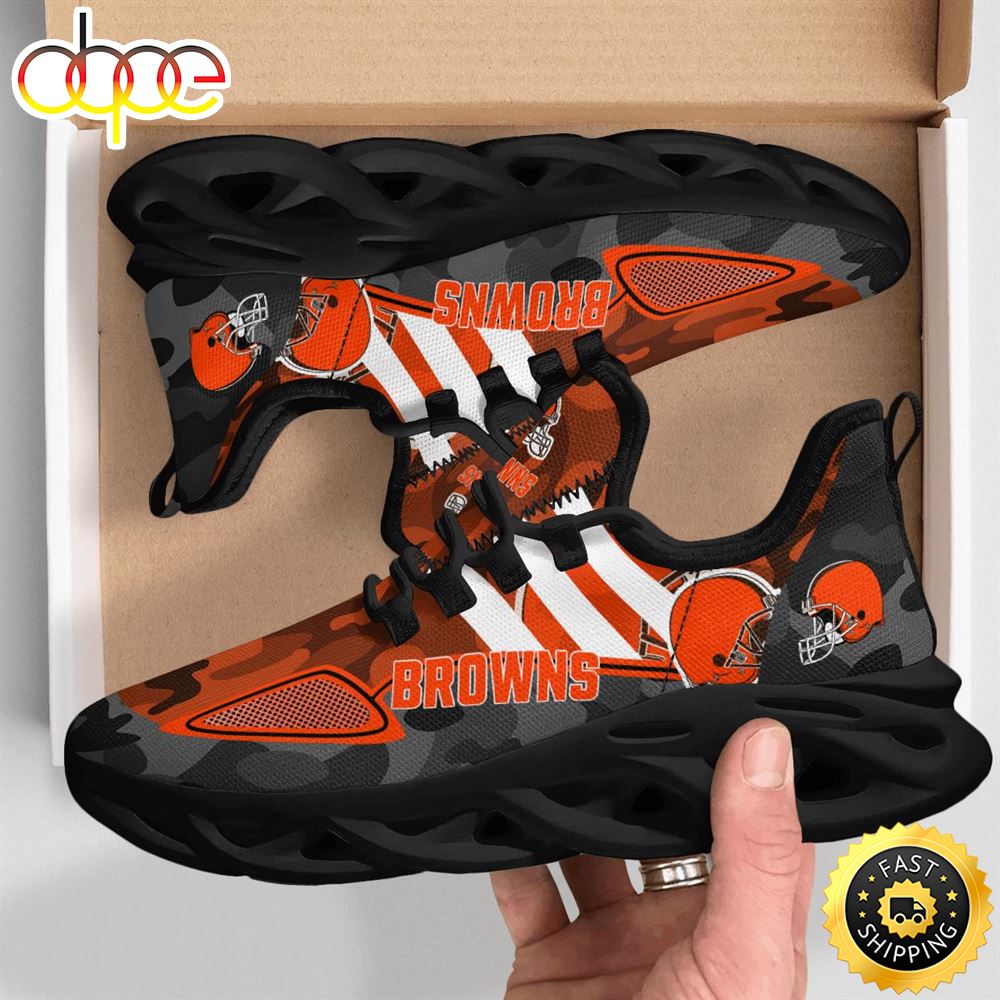 Sportswearmerch Cleveland Browns NFL Military Camouflage Max Soul Shoes Sneakers For Men And Women