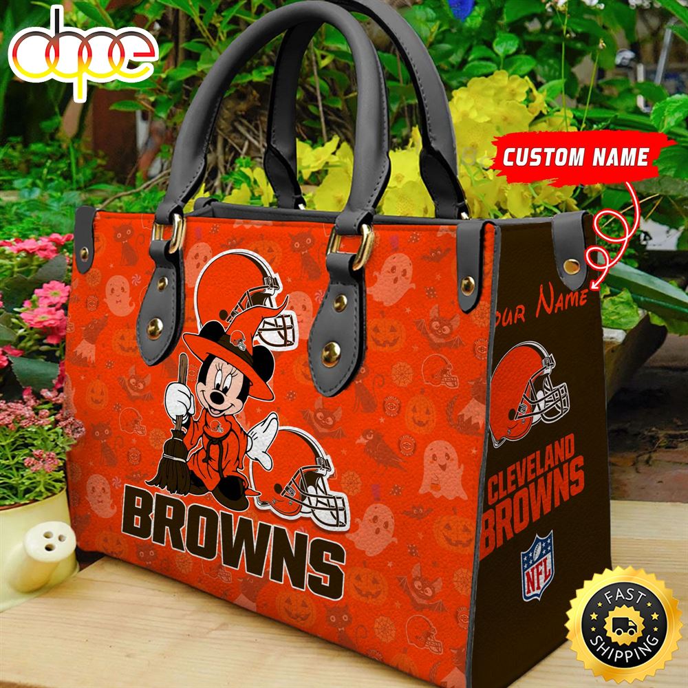 Sportswearmerch Cleveland Browns NFL Minnie Women Leather Hand Bag For Fan