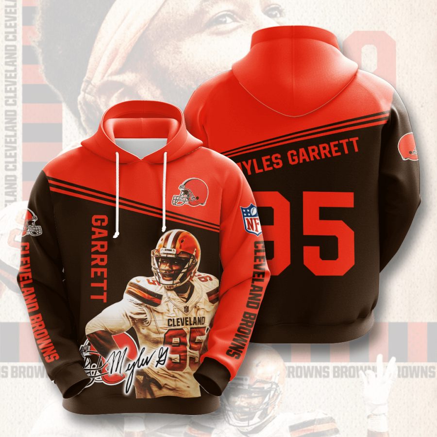 Sportswearmerch Cleveland Browns NFL Myles Garrett Dark Brown Personalized Hoodie For Fan