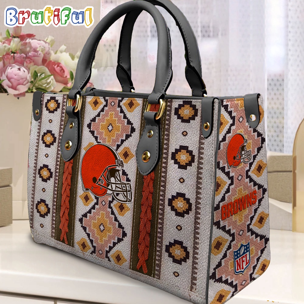 Sportswearmerch Cleveland Browns NFL Native American Pattern Leather Bag For Fan