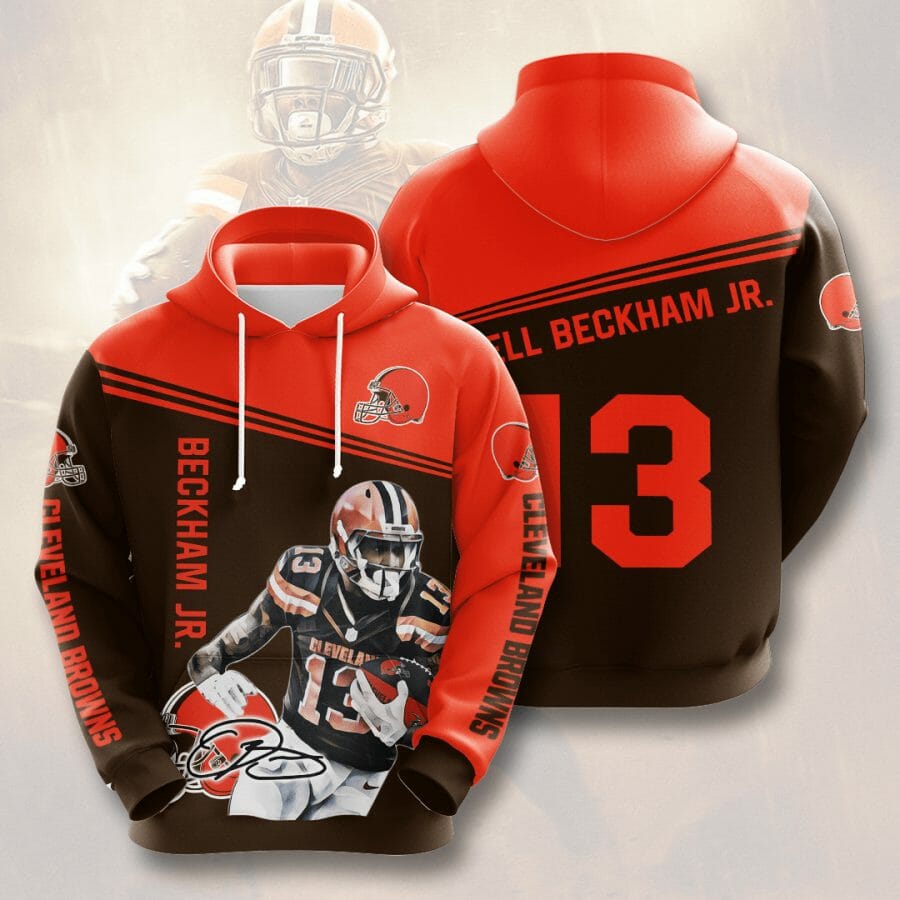 Sportswearmerch Cleveland Browns NFL Odell Beckham Jr. Dark Brown Personalized Hoodie For Fan