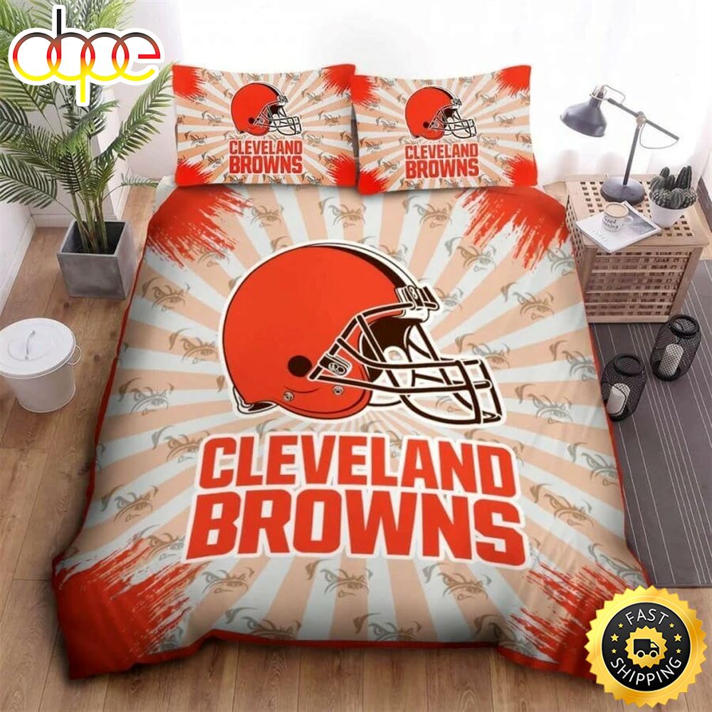 Sportswearmerch Cleveland Browns NFL Orange Bedding Set For Fan