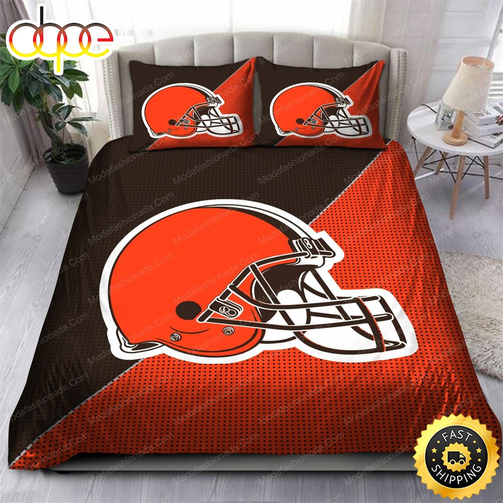 Sportswearmerch Cleveland Browns NFL Orange Bedding Set For Fan