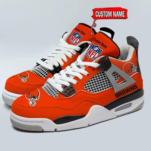 Sportswearmerch Cleveland Browns NFL Personalized Air Jordan 4 AJ4 Sneakers Shoes For Men And Women