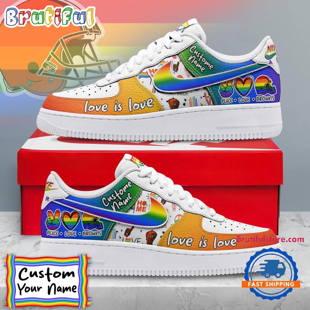 Sportswearmerch Cleveland Browns NFL Pride Peace Love Browns Custom Air Low-Top Shoes For Men And Women