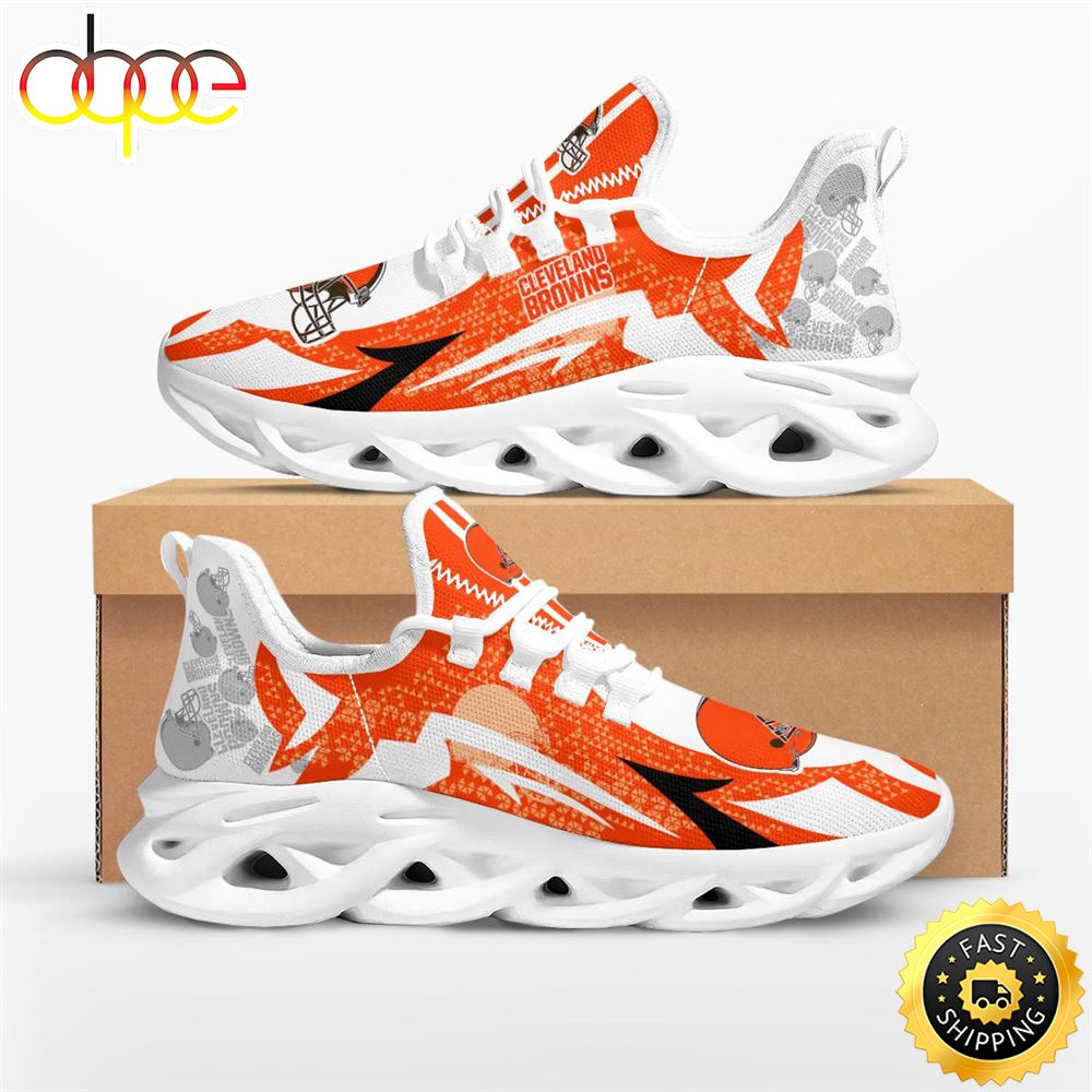 Sportswearmerch Cleveland Browns NFL Symbol Geometric Pattern Max Soul Shoes Sneakers For Men And Women