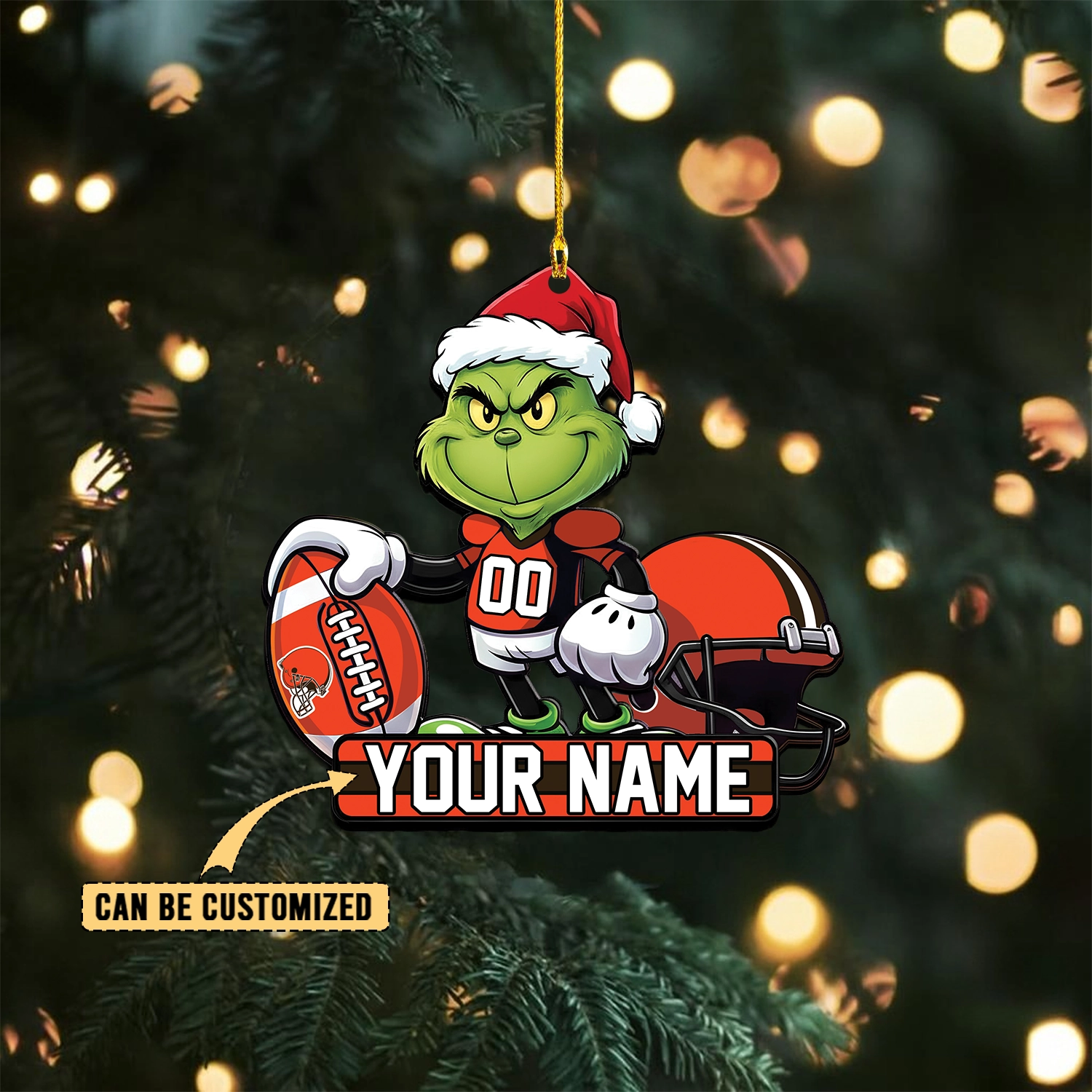 Sportswearmerch Cleveland Browns NFL The Grinch x Christmas Acrylic Ornament Gift For Fan