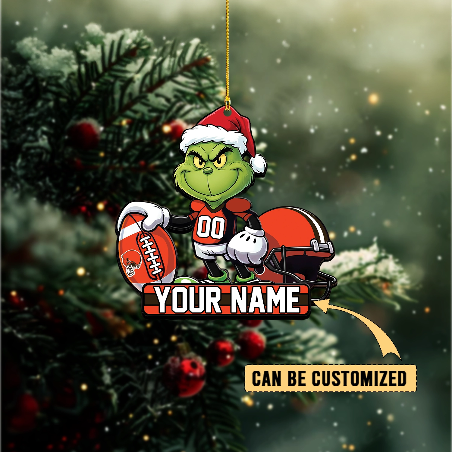 Sportswearmerch Cleveland Browns NFL The Grinch x Christmas Acrylic Ornament Gift For Fan