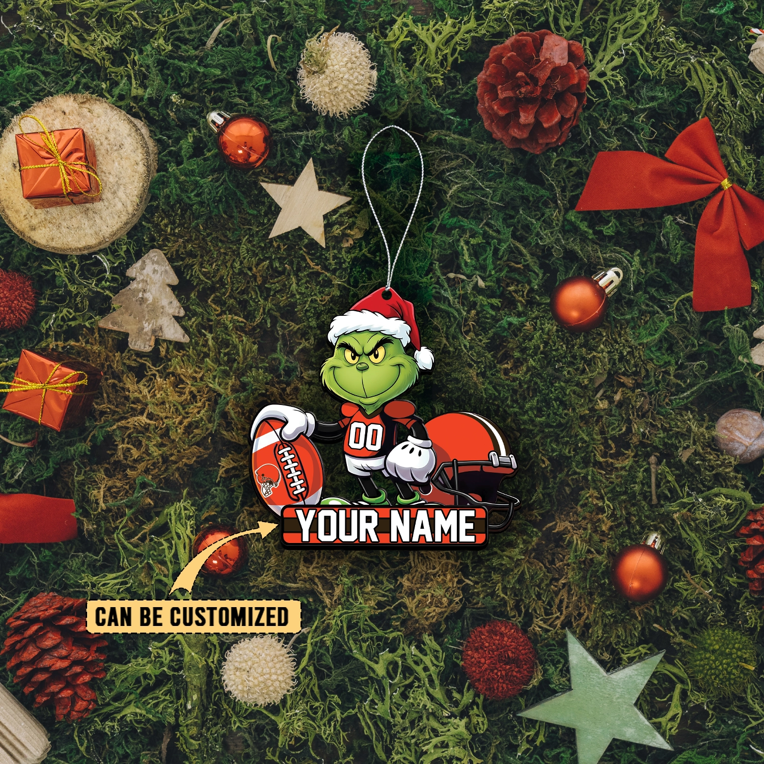 Sportswearmerch Cleveland Browns NFL The Grinch x Christmas Acrylic Ornament Gift For Fan