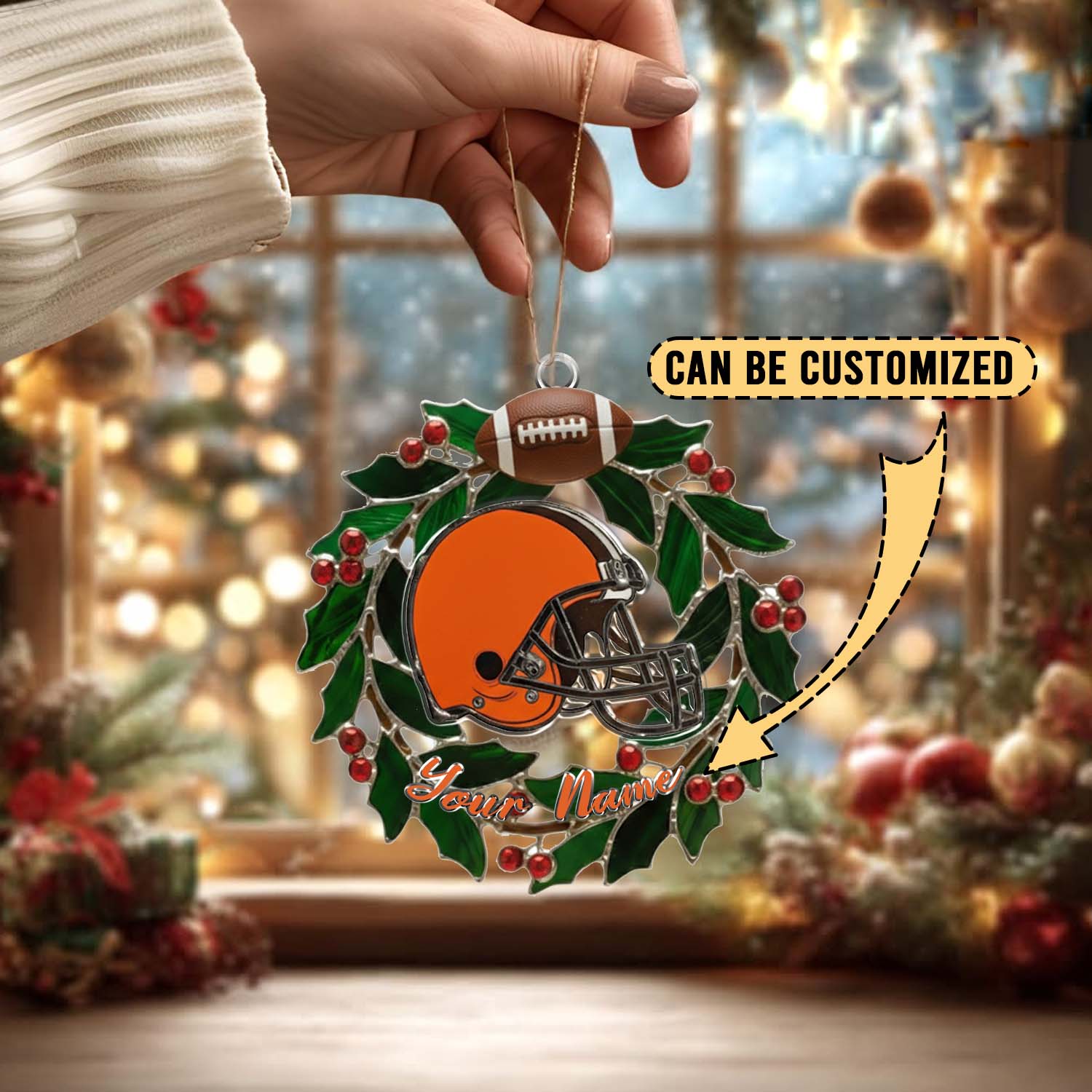 Sportswearmerch Cleveland Browns NFL x Christmas Acrylic Ornament Gift For Fans