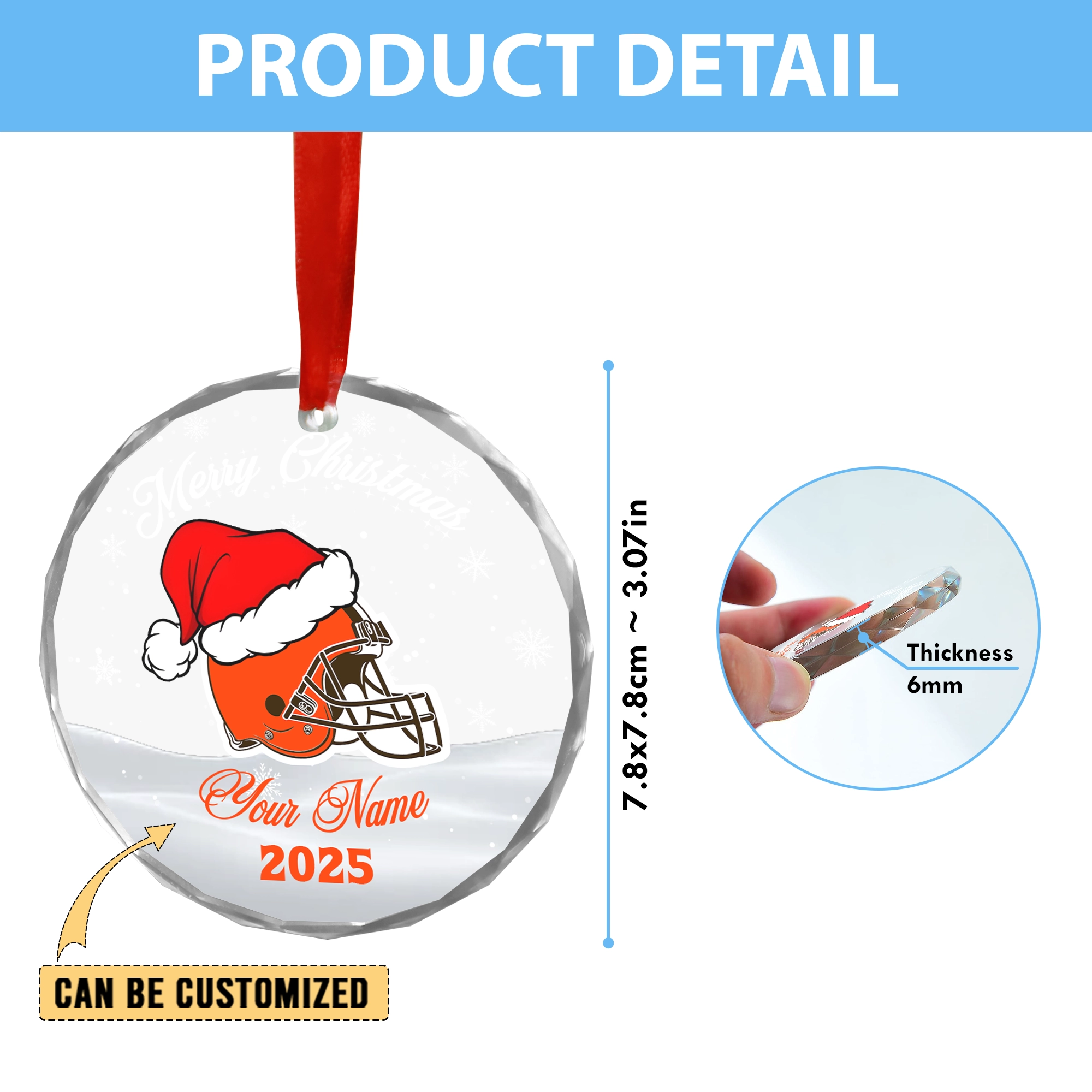 Sportswearmerch Cleveland Browns NFL x Christmas Glass Ornament Gift For Fan