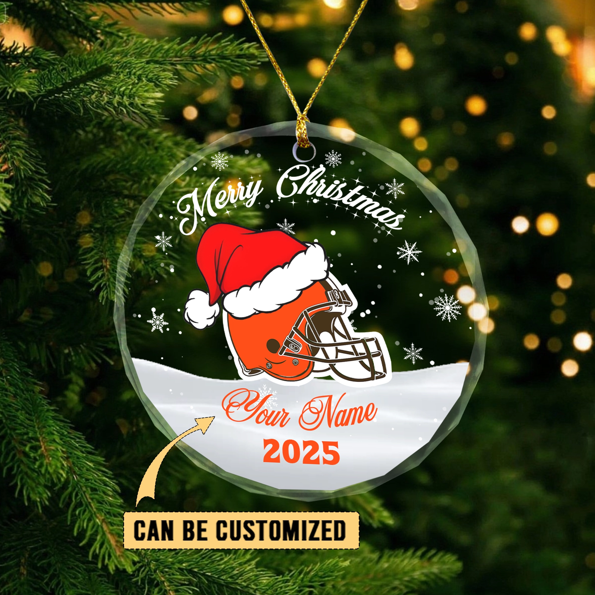 Sportswearmerch Cleveland Browns NFL x Christmas Glass Ornament Gift For Fan