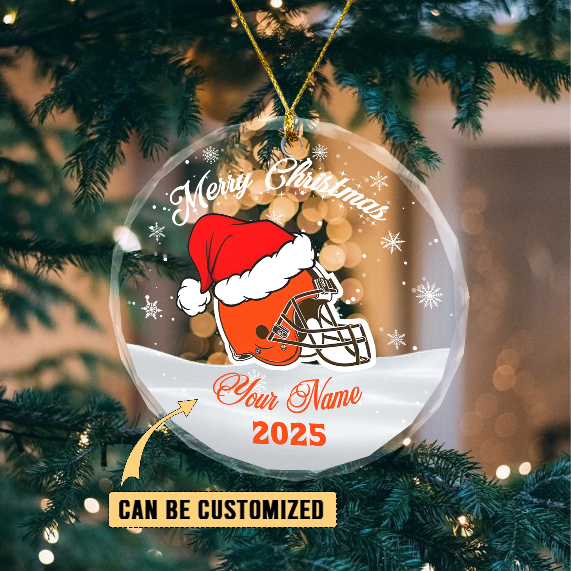 Sportswearmerch Cleveland Browns NFL x Christmas Glass Ornament Gift For Fan