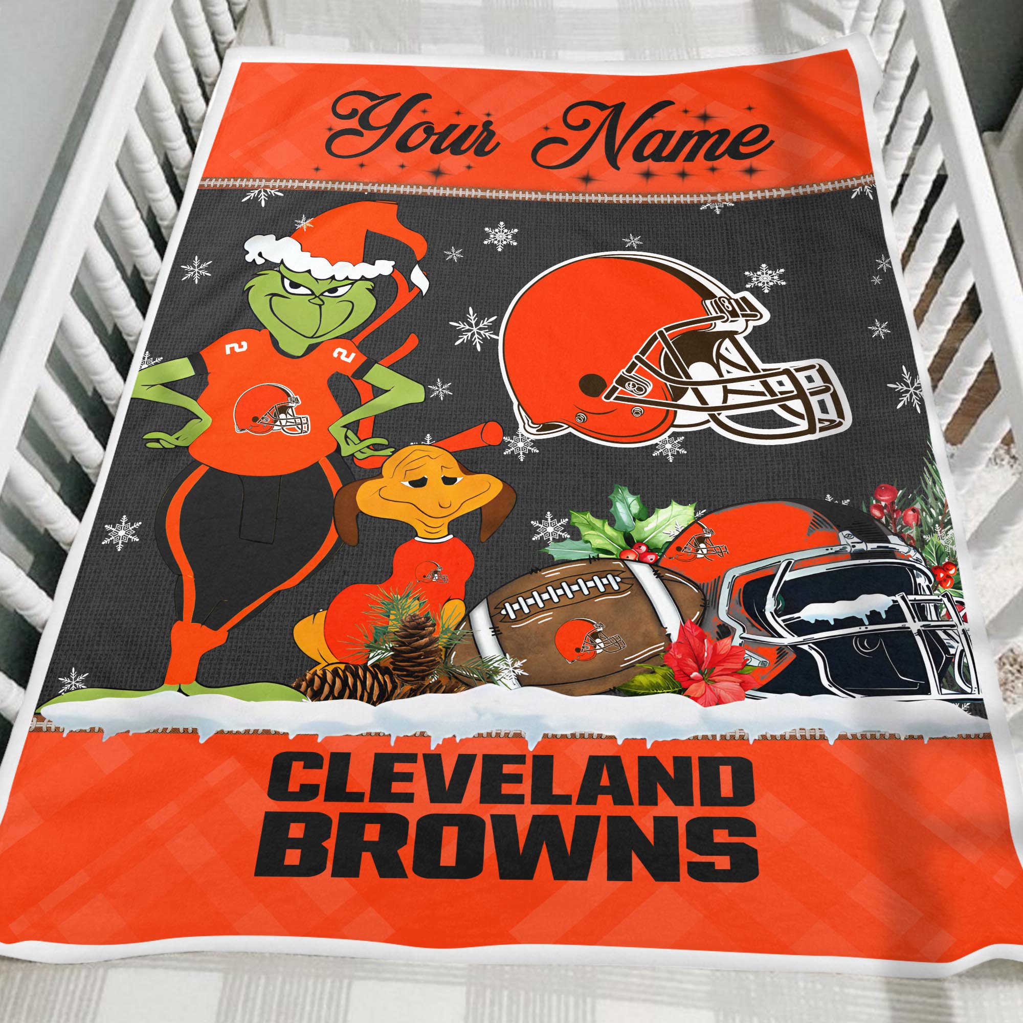 Sportswearmerch Cleveland Browns NFL x Grinch Christmas Fleece Blanket For Fan