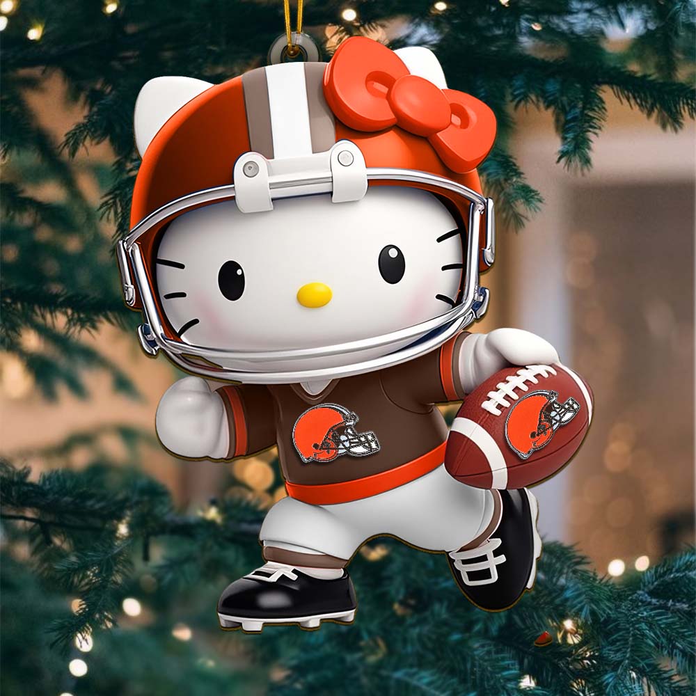 Sportswearmerch Cleveland Browns NFL x Hello Kitty Personalized Acrylic Ornament Gift For Fans