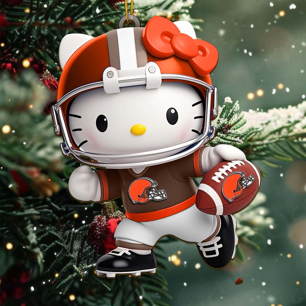 Sportswearmerch Cleveland Browns NFL x Hello Kitty Personalized Acrylic Ornament Gift For Fans
