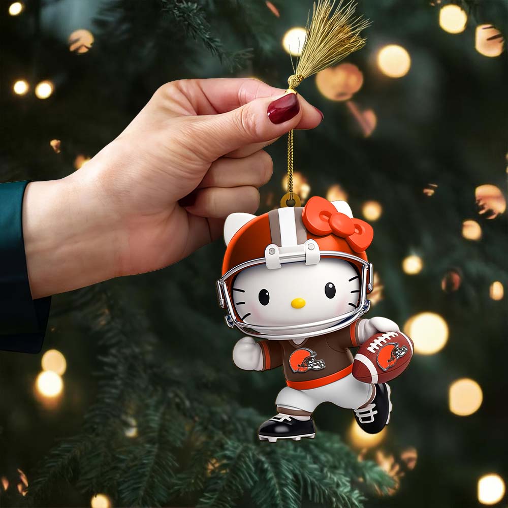 Sportswearmerch Cleveland Browns NFL x Hello Kitty Personalized Acrylic Ornament Gift For Fans