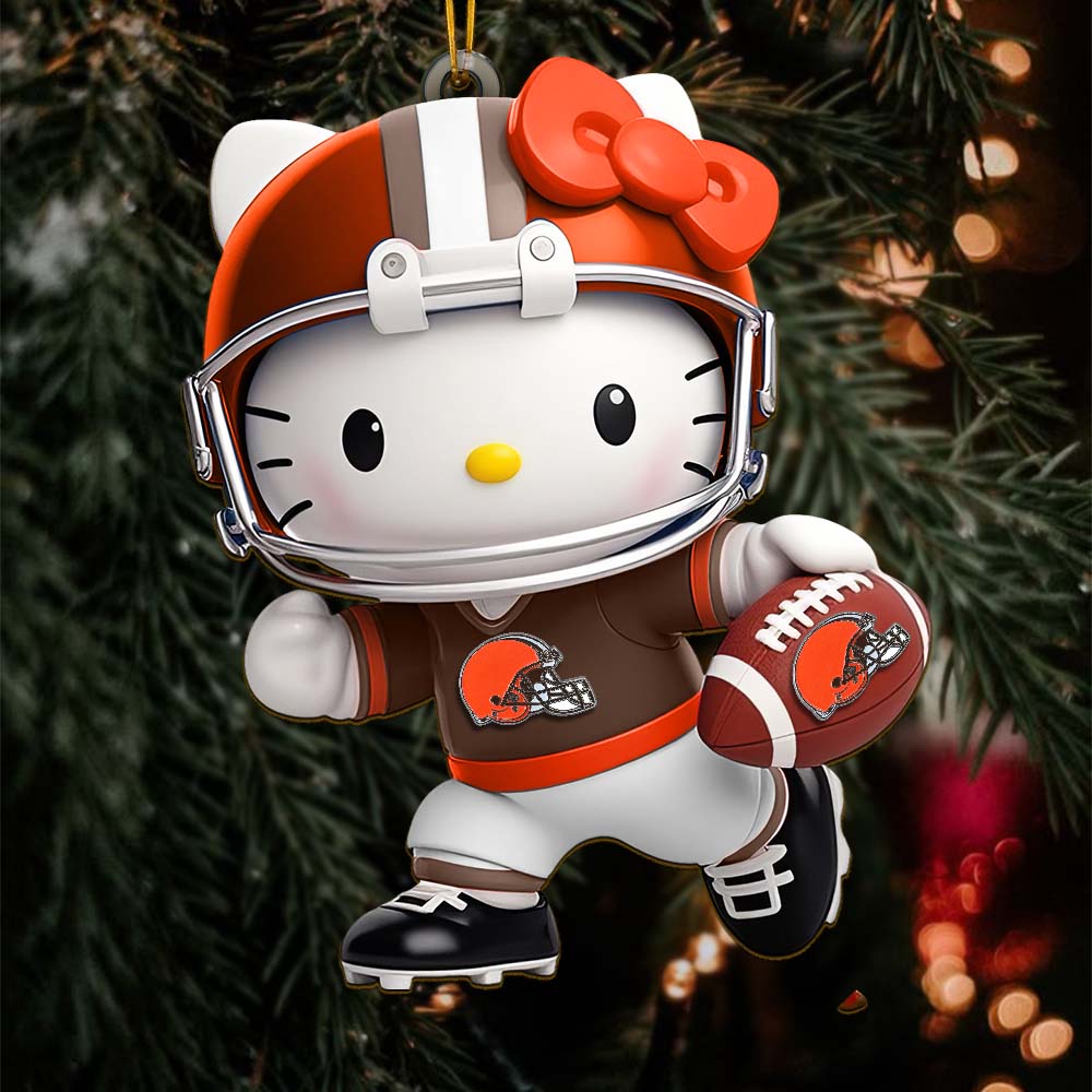 Sportswearmerch Cleveland Browns NFL x Hello Kitty Personalized Acrylic Ornament Gift For Fans