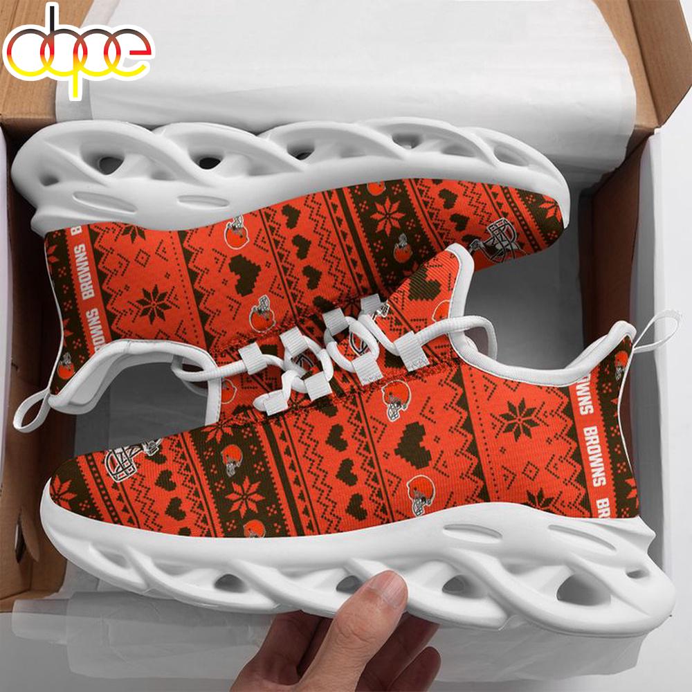 Sportswearmerch Cleveland Browns NFL X-max Patterns Christmas Max Soul Shoes Sneakers For Men And Women