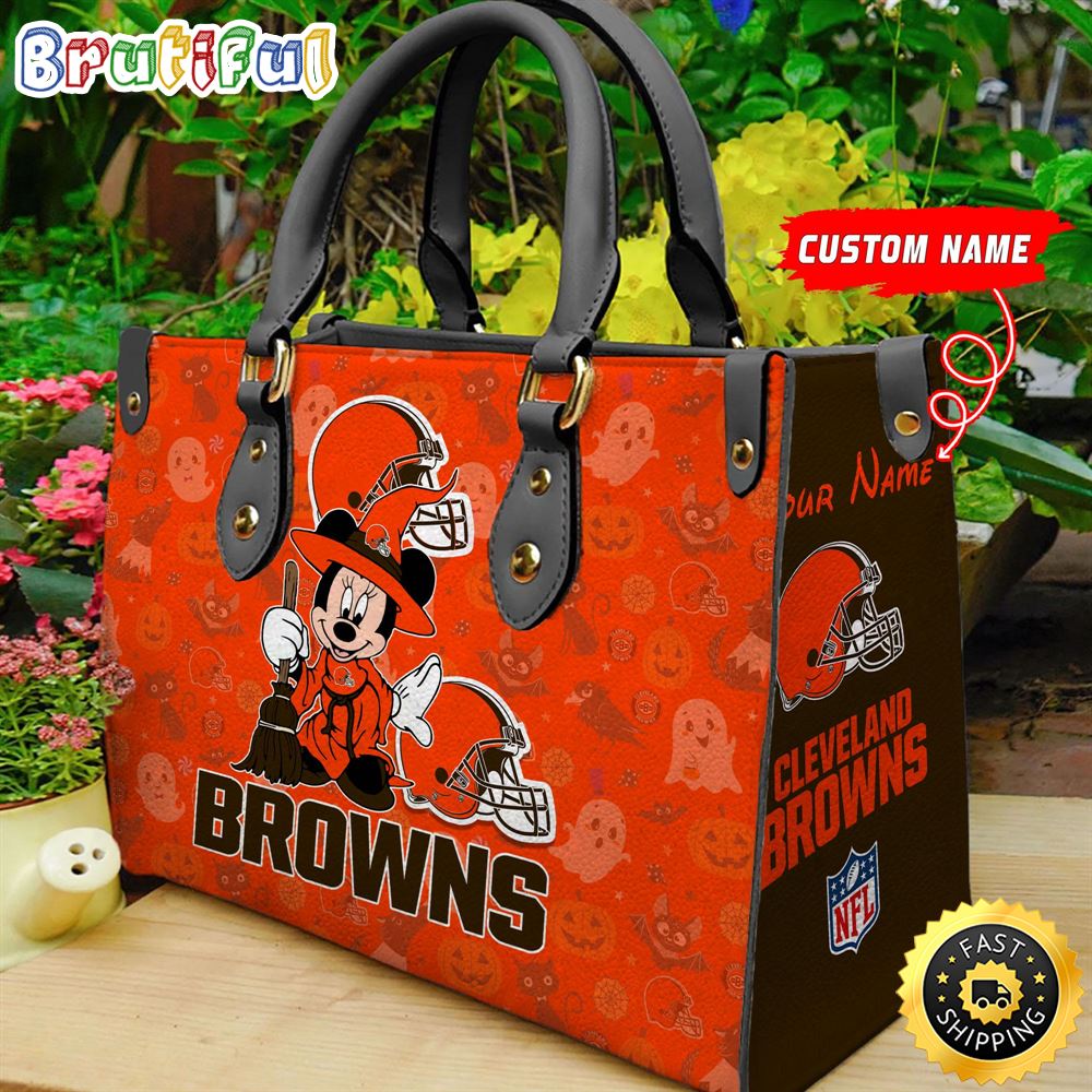 Sportswearmerch Cleveland Browns NFL x Minnie Halloween Leather Handbag For Fan