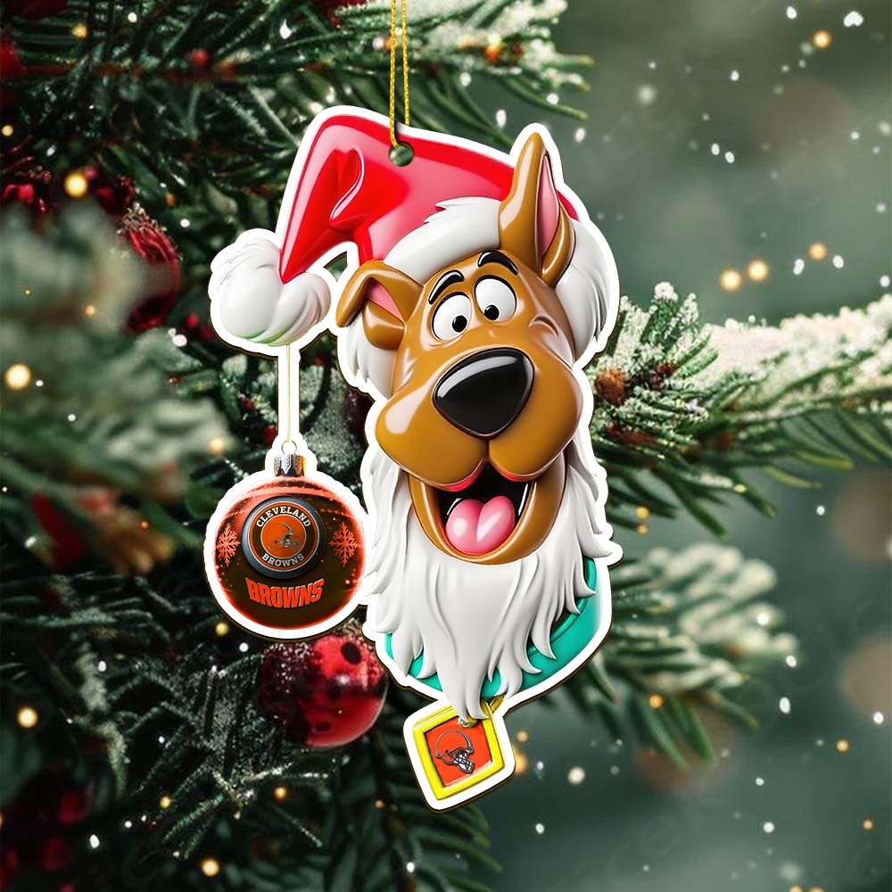 Sportswearmerch Cleveland Browns NFL x Scooby doo x Christmas Acrylic Ornament Gift For Fan