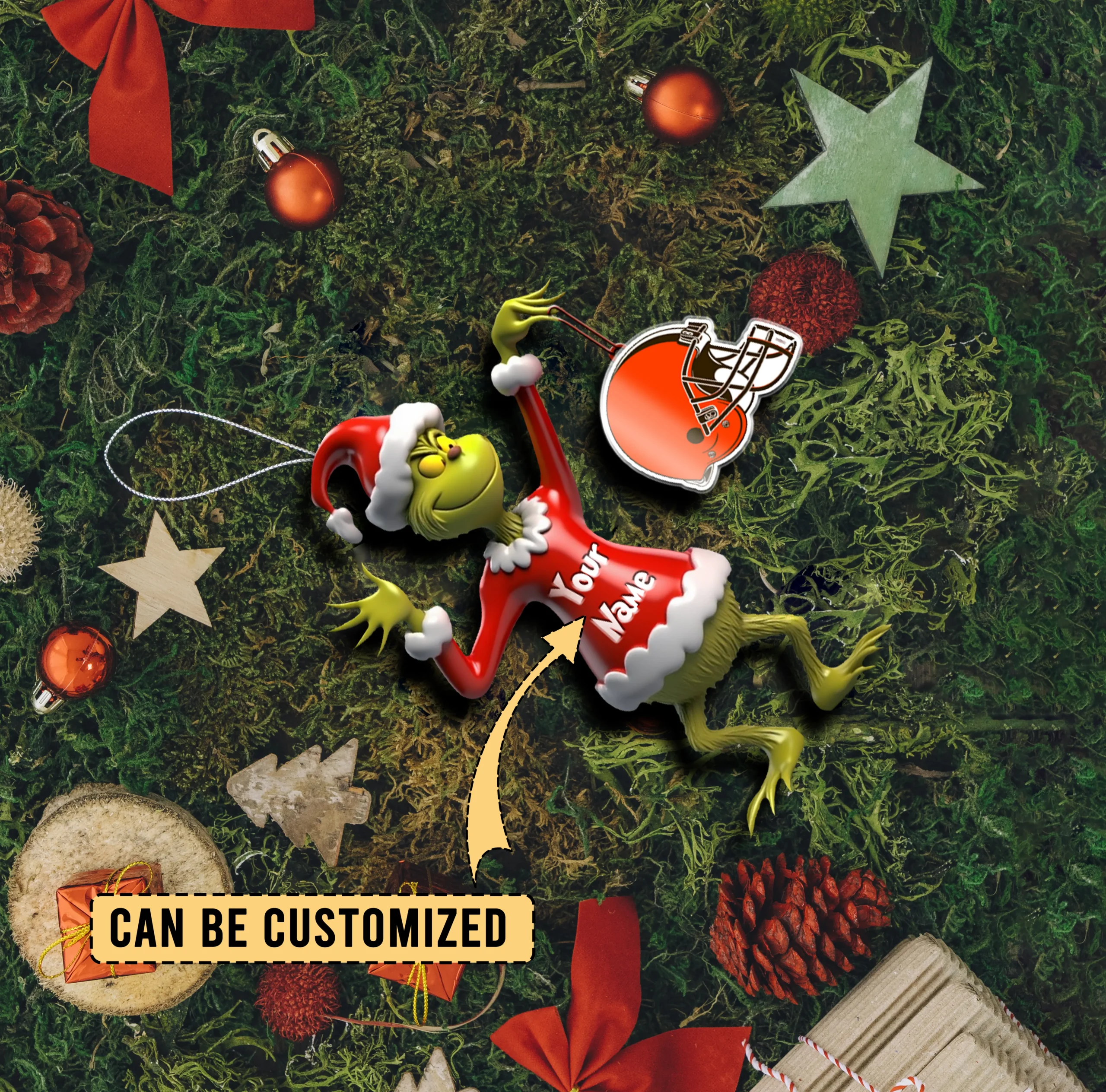 Sportswearmerch Cleveland Browns NFL x The Grinch Acrylic Ornament Gift For Fans