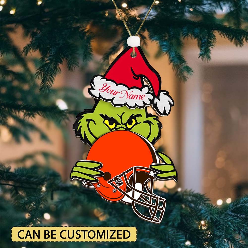 Sportswearmerch Cleveland Browns NFL x The Grinch Christmas Acrylic Ornament Gift For Fans